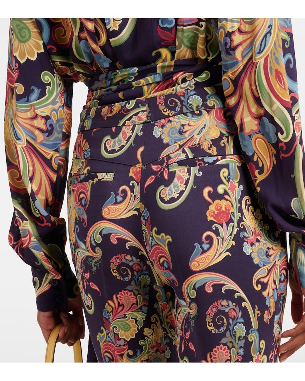 Etro Blue Paisley High-Rise Flared Pants