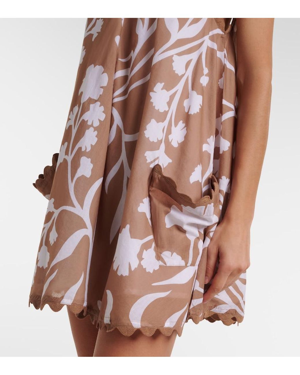 Juliet Dunn Pink Floral Scalloped Cotton Minidress