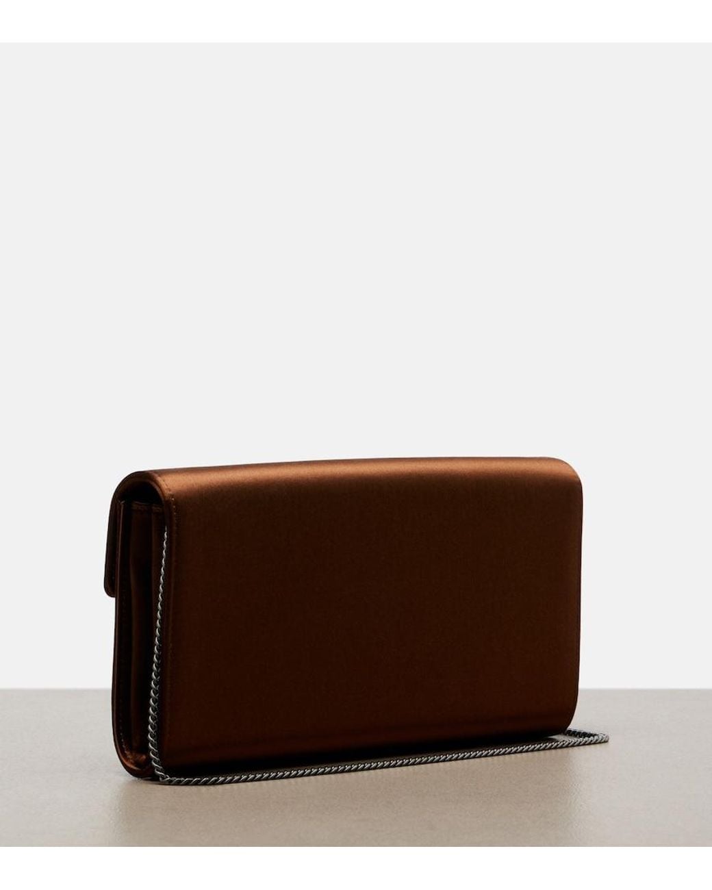 Roger Vivier Brown Efflorescence Embellished Satin Clutch