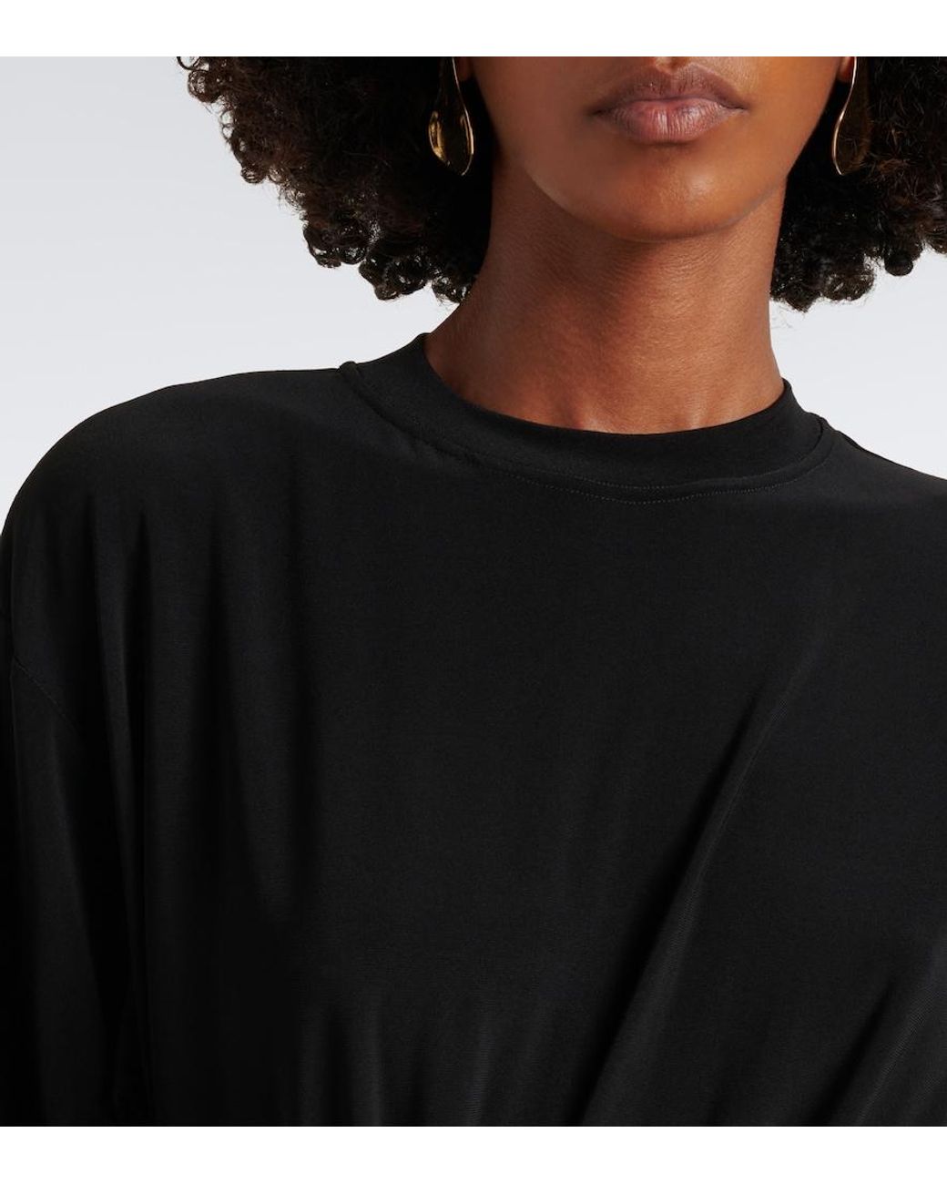 Sportmax Black Asymmetric Draped Jersey Top