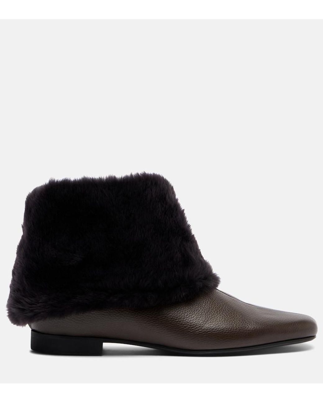 Totême Black Shearling-Lined Leather Ankle Boots