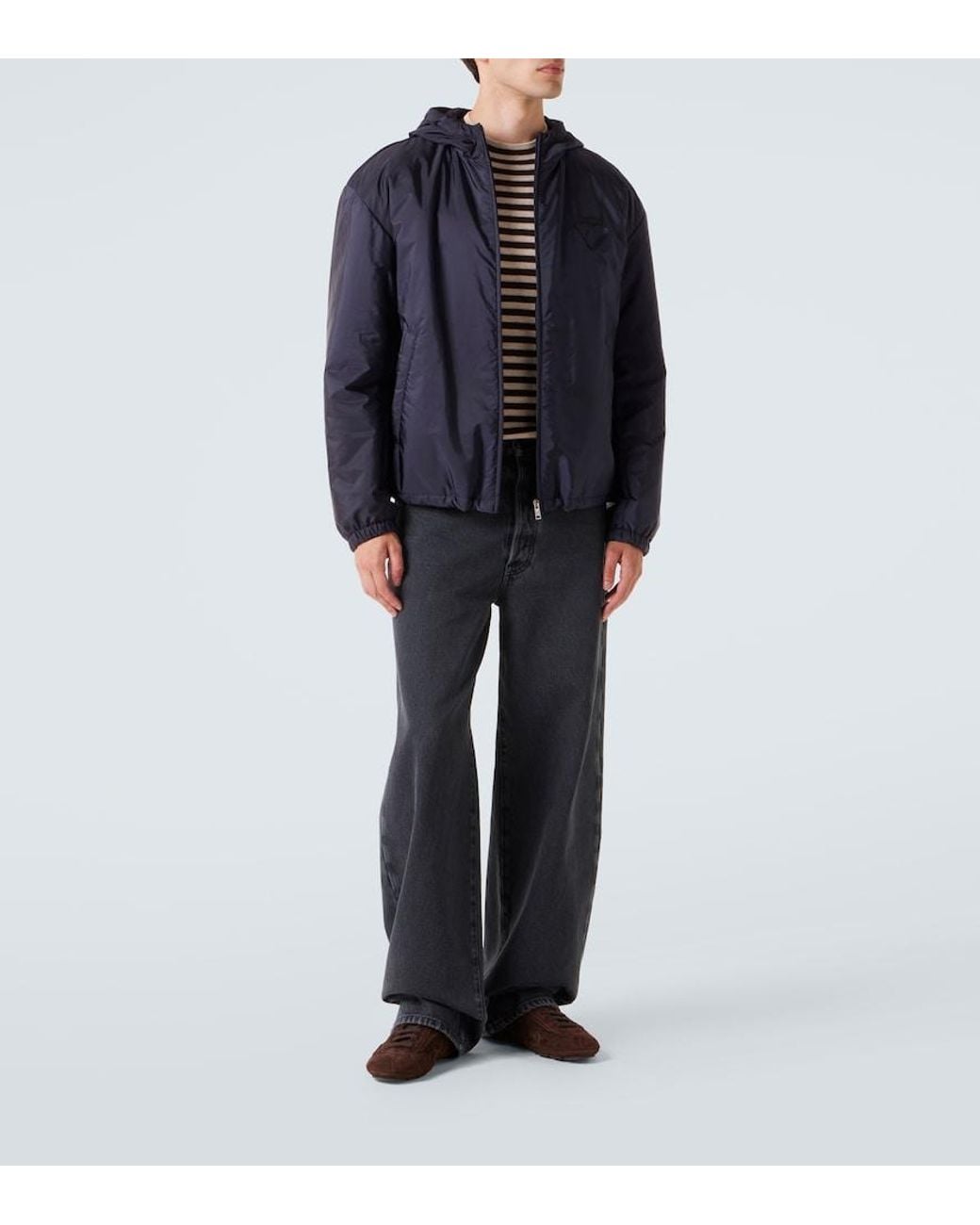 Prada Blue Hooded Re-Nylon Jacket for men