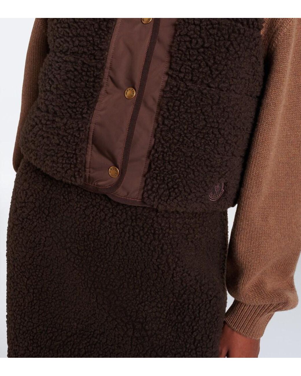 Moncler Brown Paneled Teddy Vest