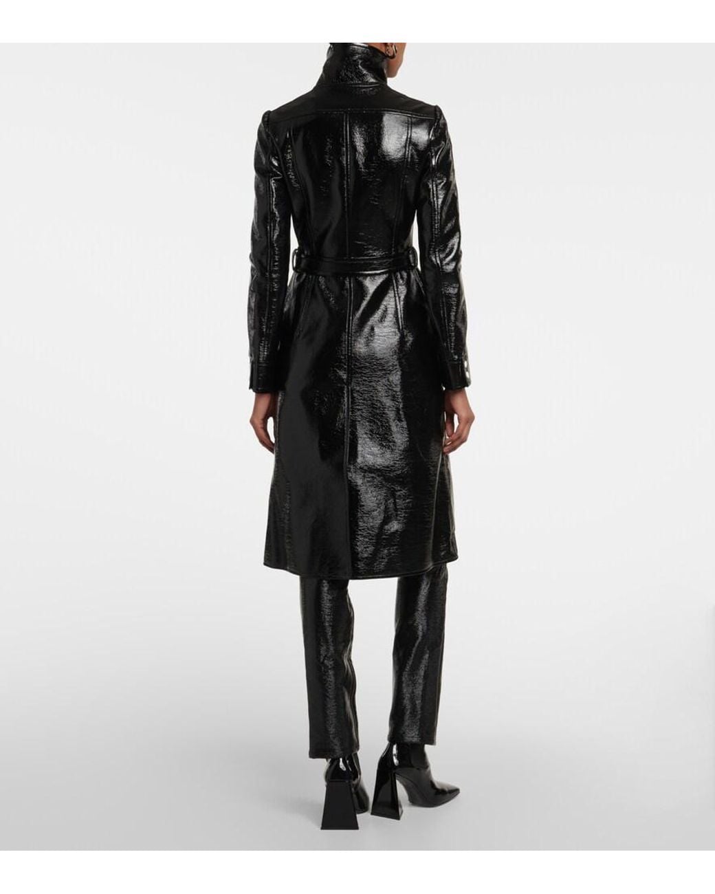 Courreges Black Logo Cotton-Blend Trench Coat