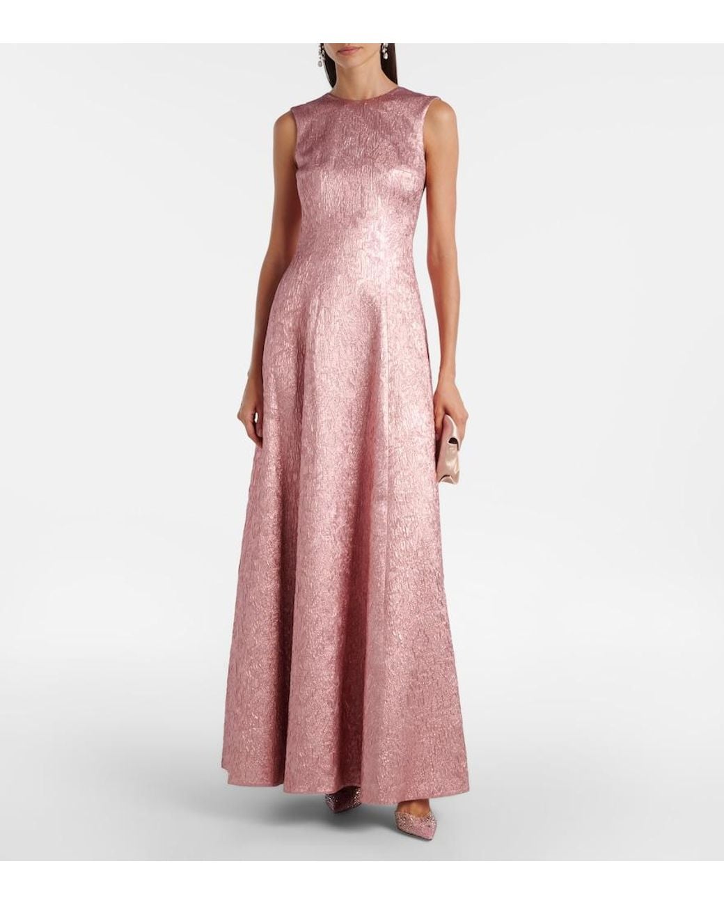 Emilia Wickstead Pink Nodin Open-Back Cloque Gown