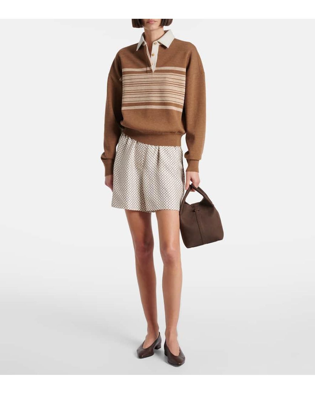 Loro Piana Brown Rebecca Leather Ballet Flats