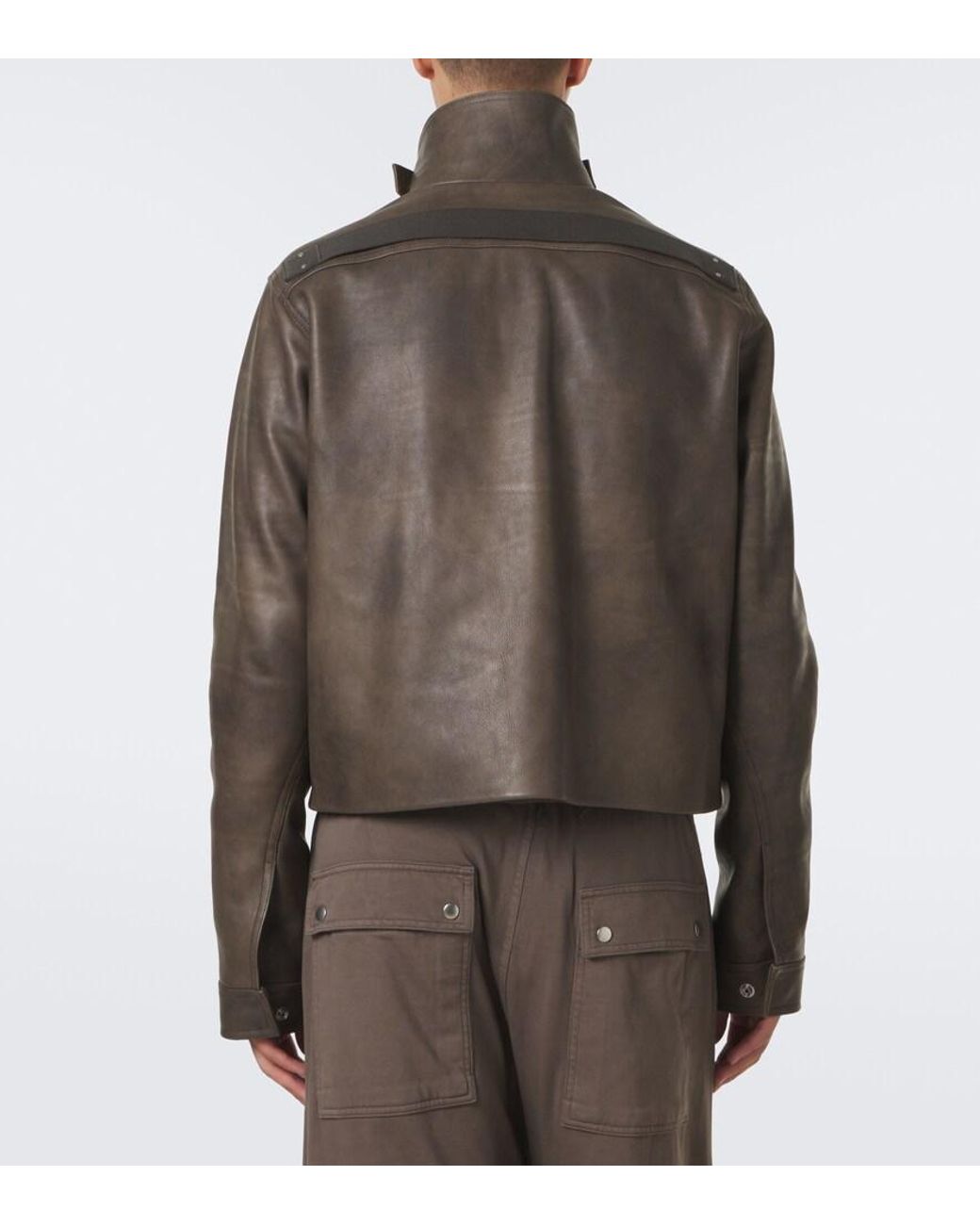 Rick Owens Brown Tower Alice Leather Jacket for men