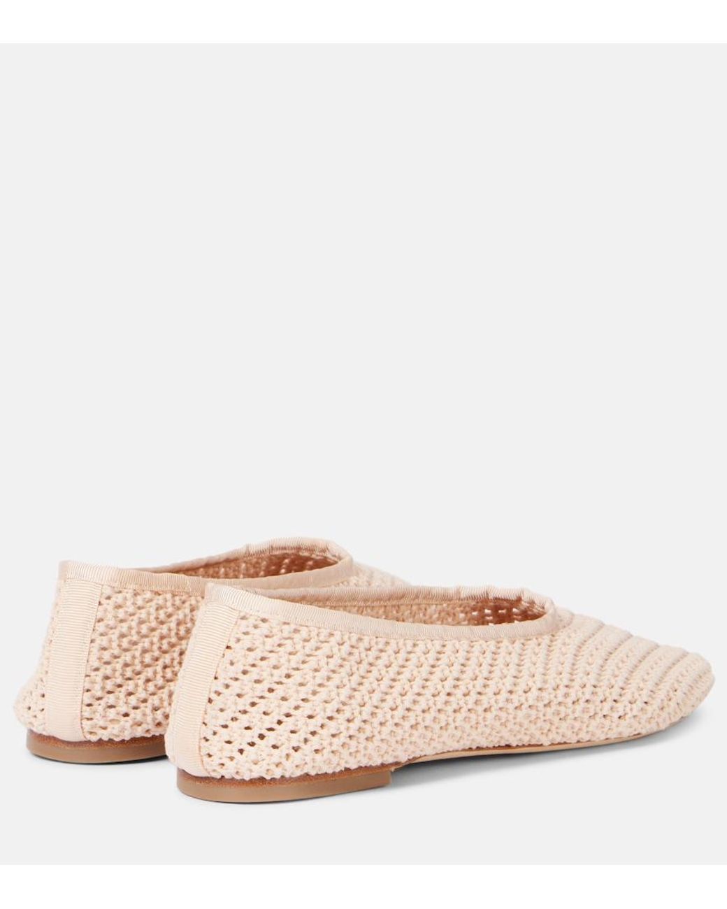 Staud Pink Alba Crochet Ballet Flats