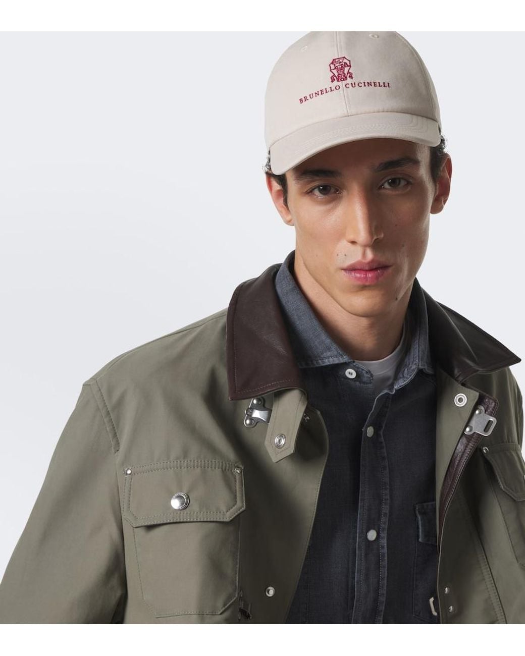 Brunello Cucinelli Natural Logo Cotton Canvas Baseball Cap for men