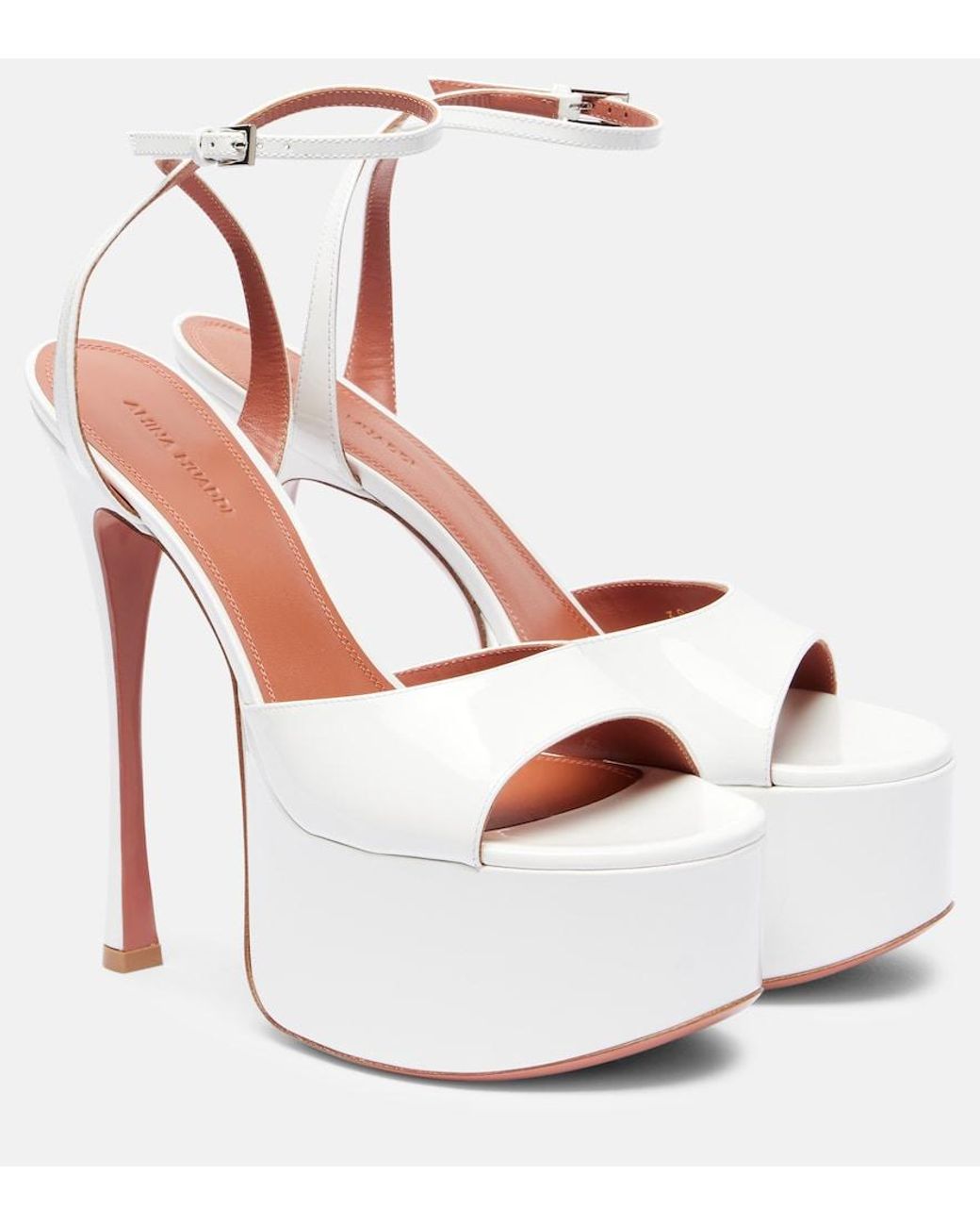 AMINA MUADDI White Aya 155 Patent Leather Platform Sandals
