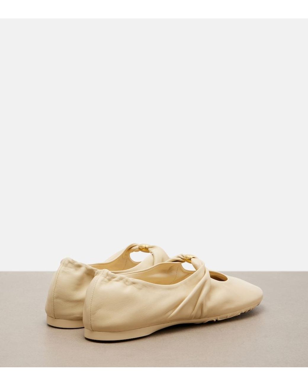 Loewe Natural Pebble Soft Leather Mary Jane Flats