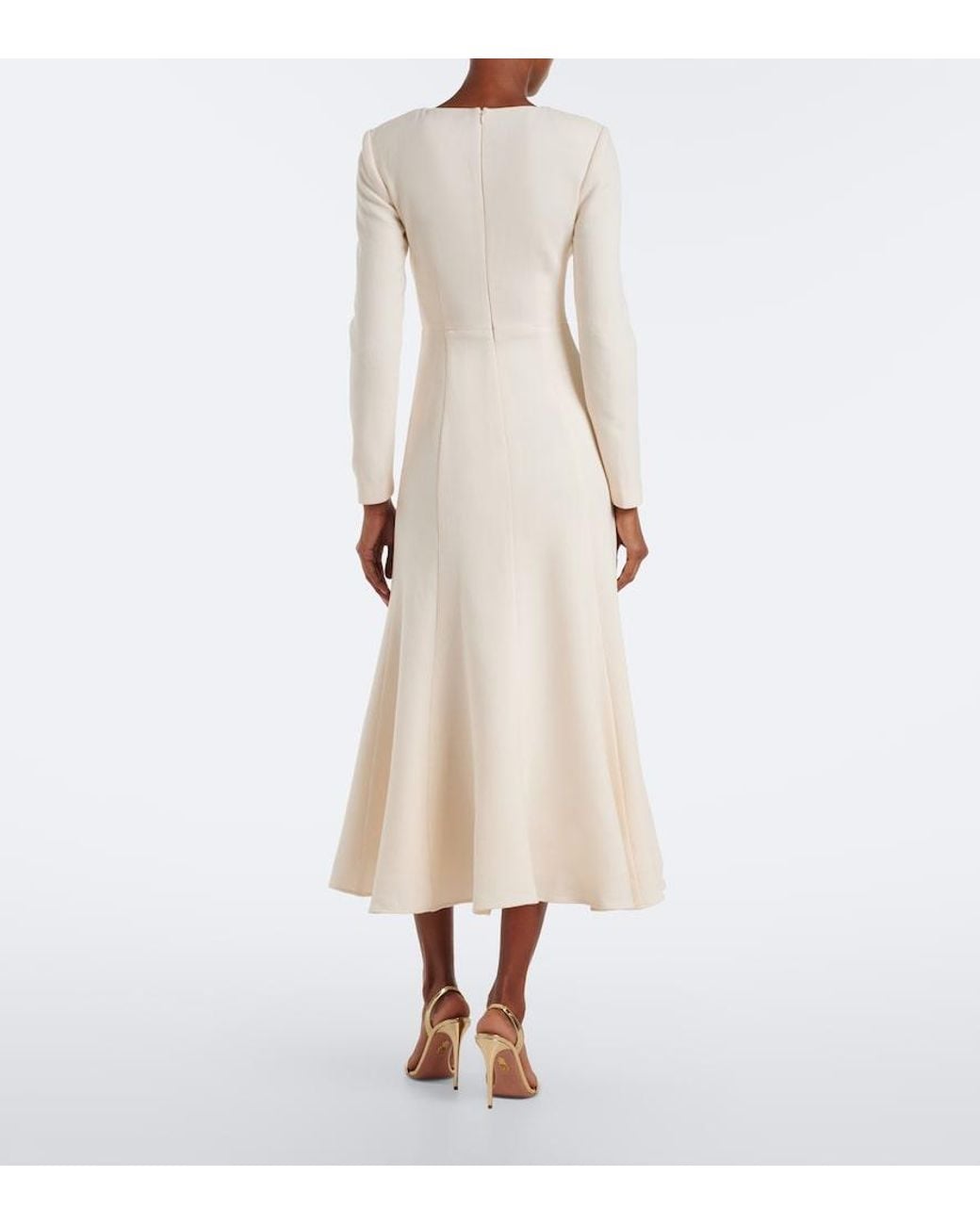 Roland Mouret Natural Bow-Detail Wool Crepe Cocktail Dress