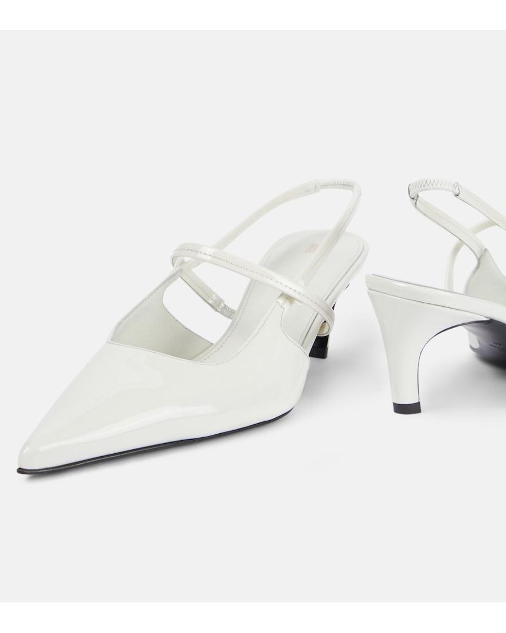 Totême White Sharp 50 Patent Leather Slingback Pumps