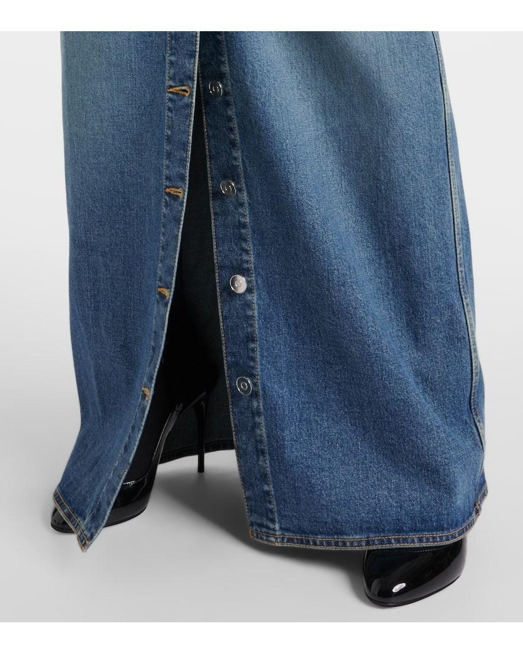 Falda Larga De Denim Alaïa de color Blue