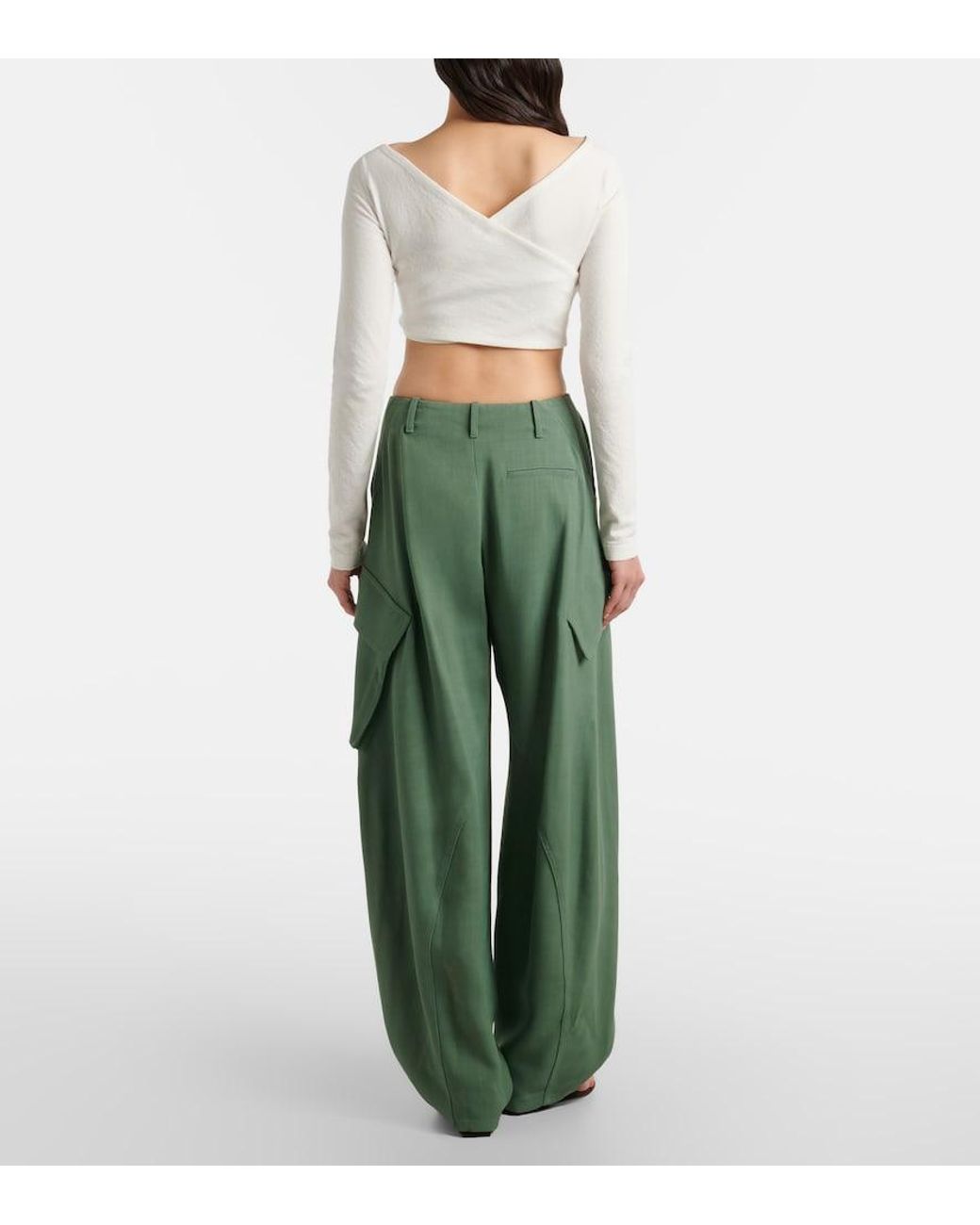 Alaïa Green Mid-Rise Cargo Pants