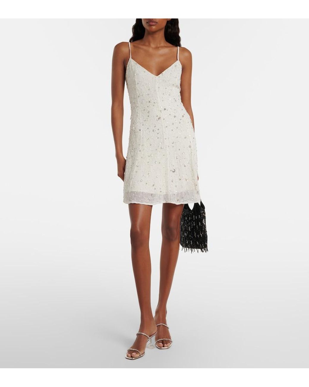 Staud White Emily Embellished Tulle Minidress