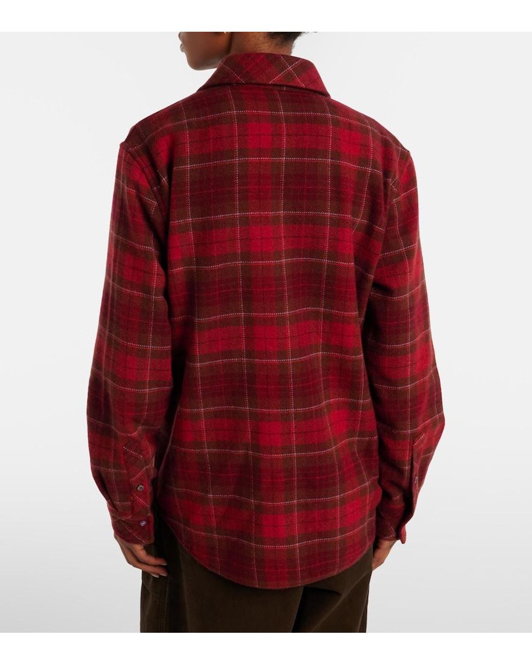 God's True Cashmere Red Love Tartan Cashmere Shirt With Amethyst