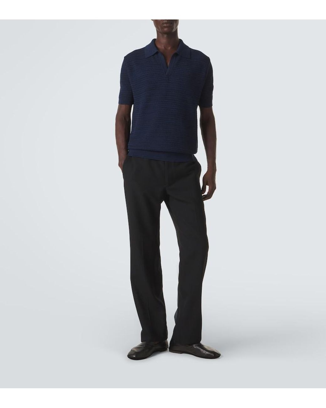 Etro Blue Cotton Polo Sweater for men