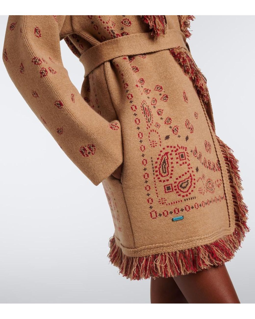 Alanui Brown Bandana Jacquard Cashmere Cardigan