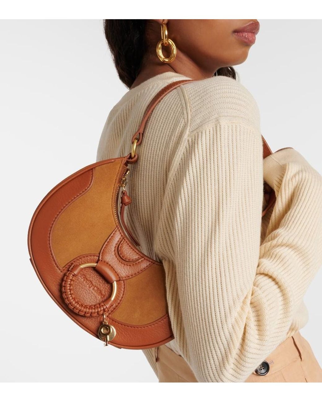 See By Chloé Hana Medium Leather And Suede Shoulder Bag in Brown
