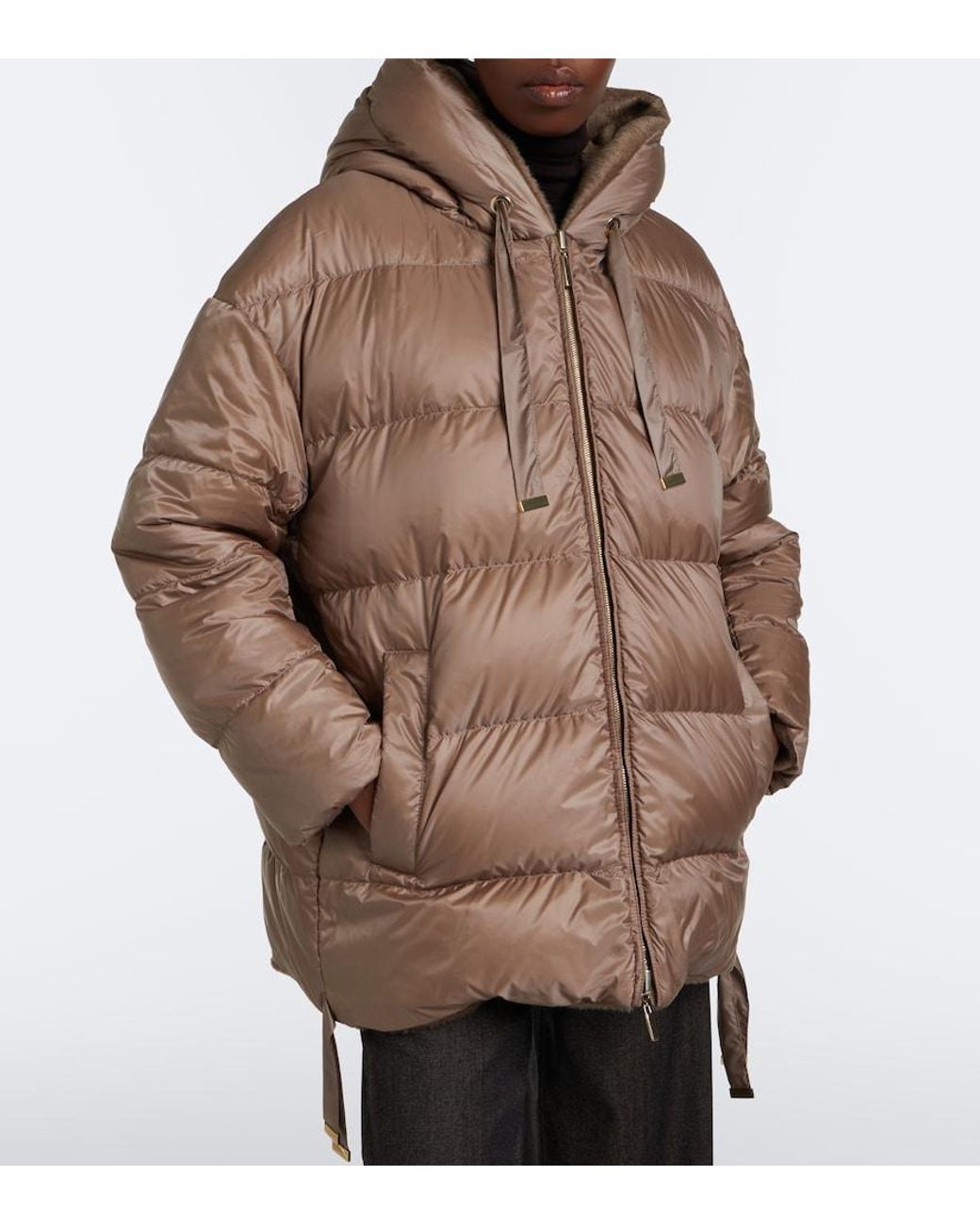 Max Mara Brown The Cube Reversible Alpaca And Wool Down Jacket