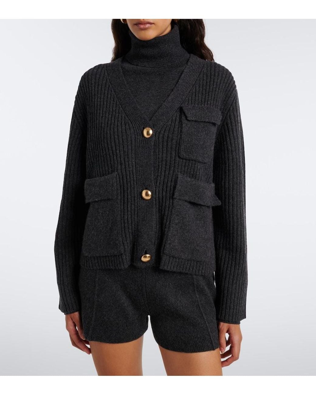 Jardin Des Orangers Black Ribbed-Knit Wool And Cashmere Cardigan