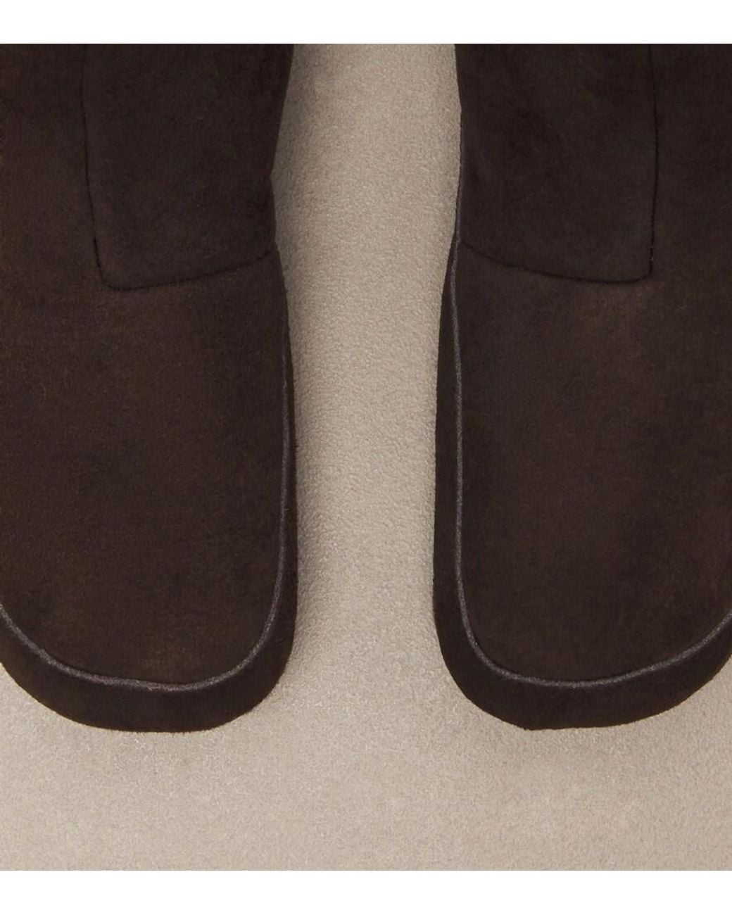 The Row Brown Esther Shearling-Lined Suede Ankle Boots