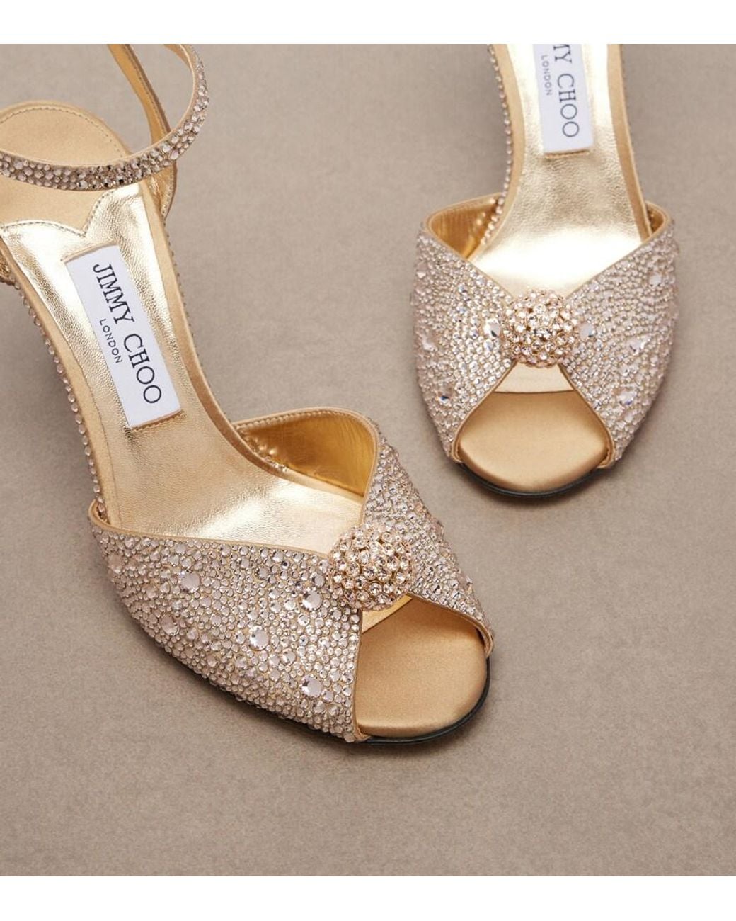Jimmy Choo Metallic Sacora Crystal-Embellished Sandals
