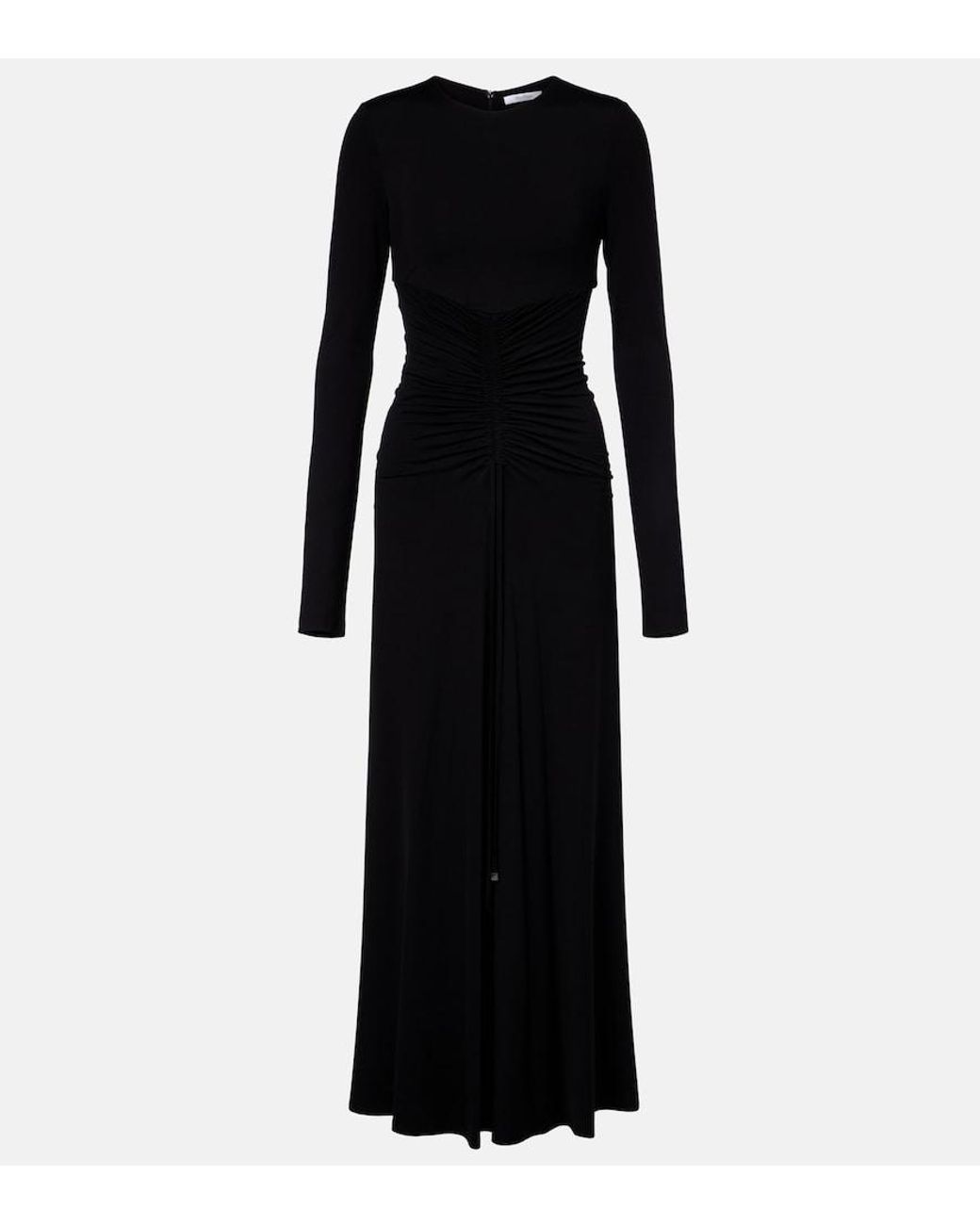 Max Mara Black Doppia Gathered Maxi Dress