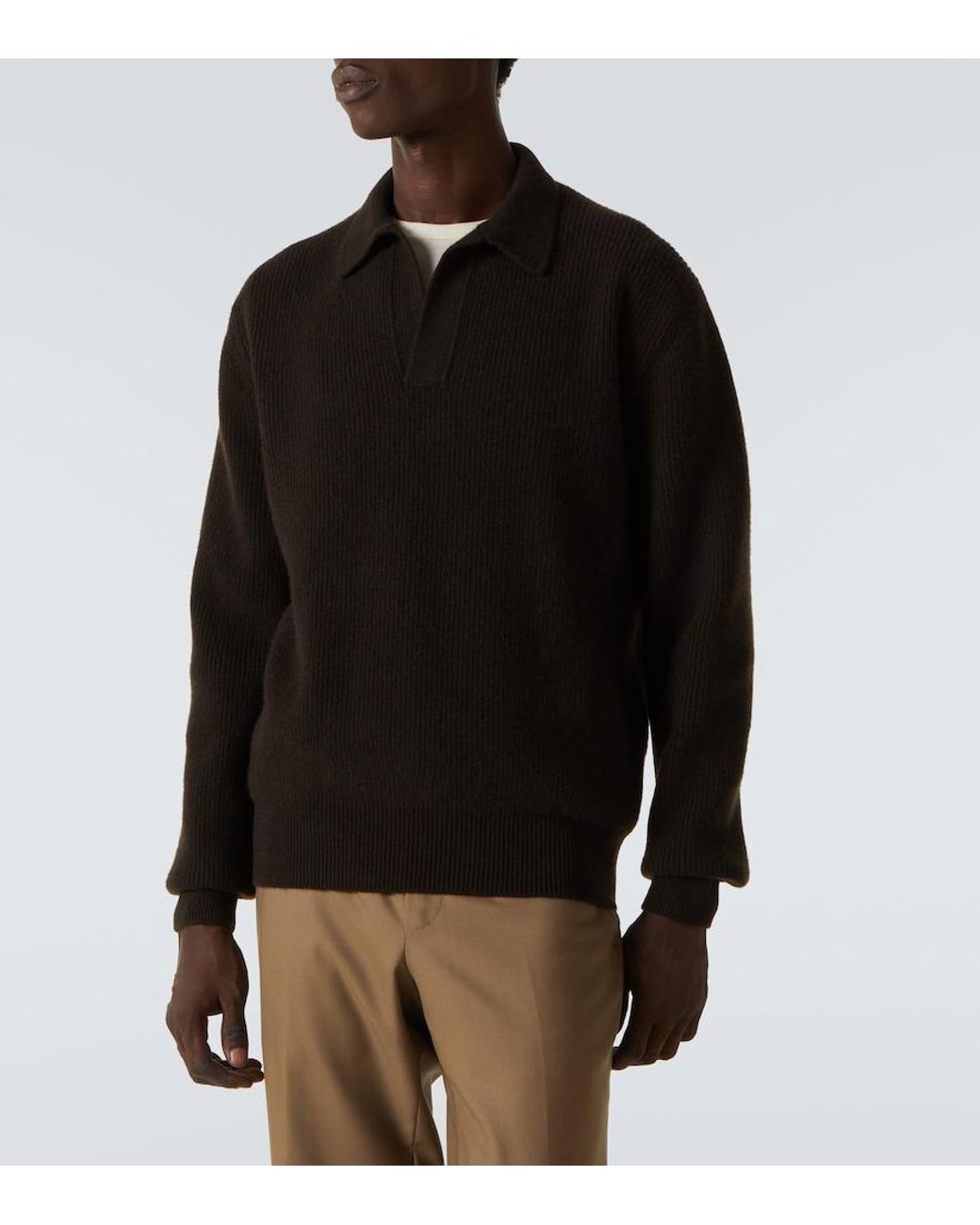 Zegna Black Cashmere Polo Sweater for men