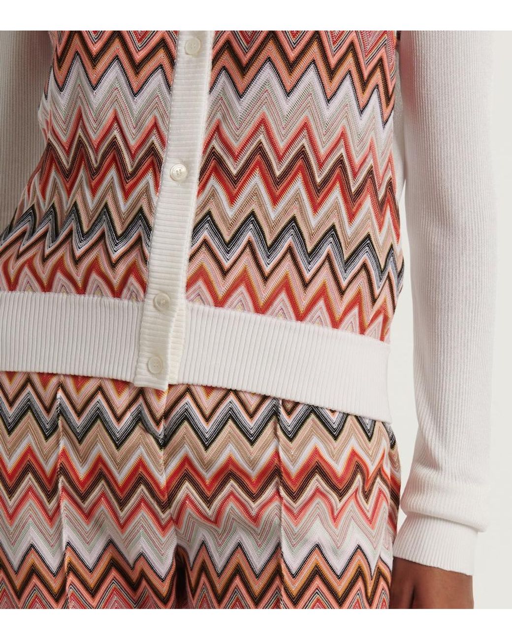 Missoni Pink Zigzag Pattern Cardigan With Round Neckline