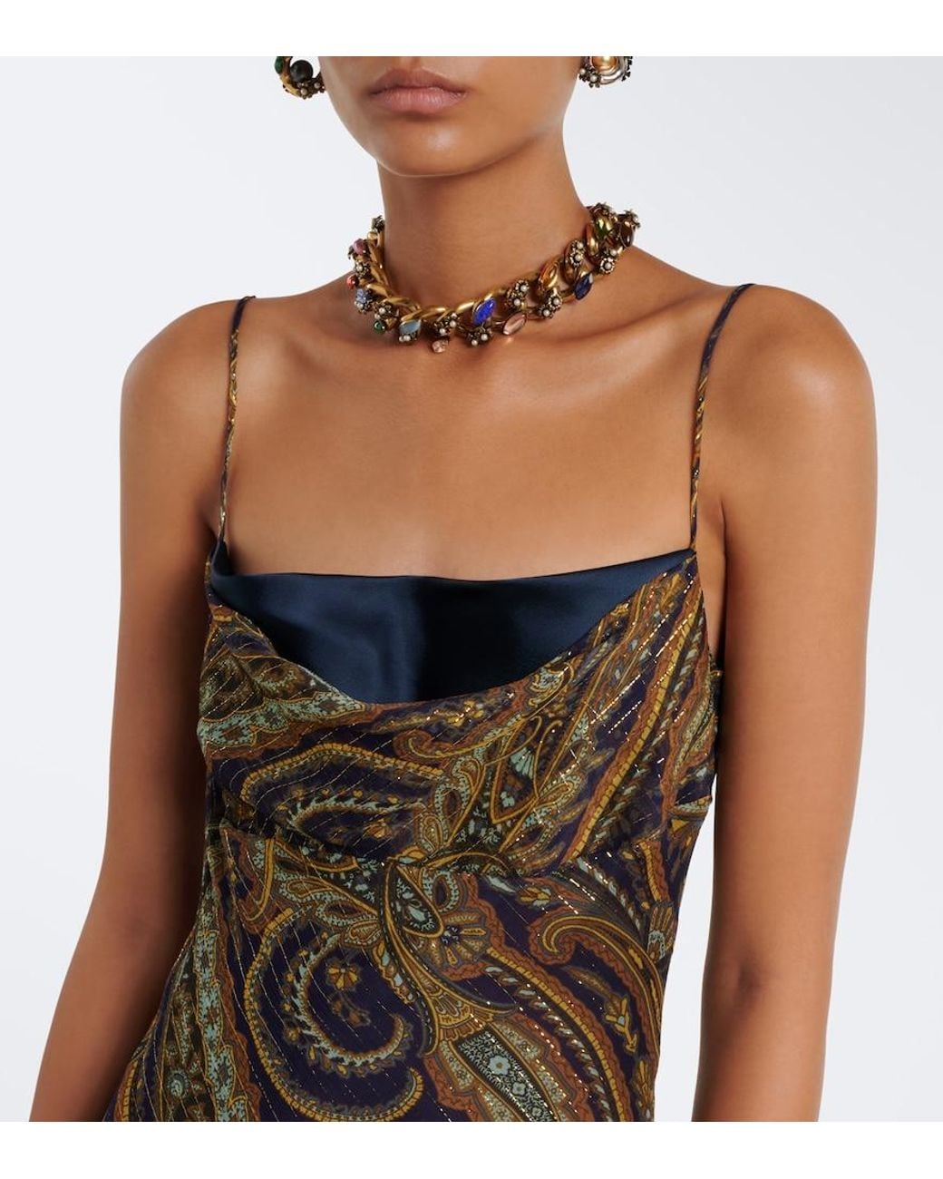 Etro Natural Paisley Silk-Blend Chiffon Gown