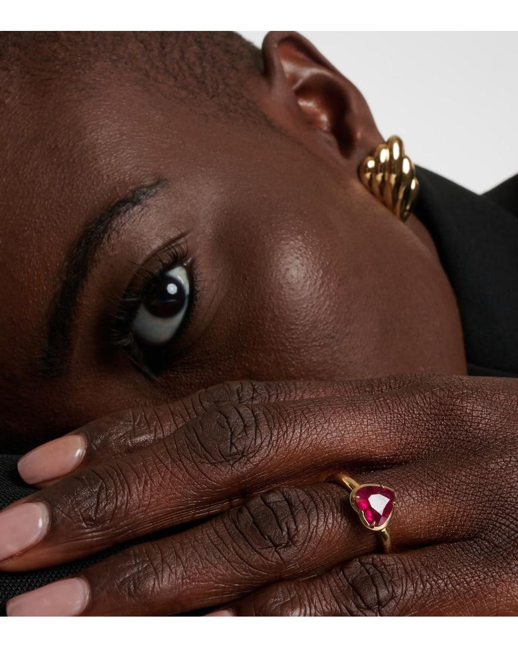 Anita Ko White Heart 18Kt Ring With Ruby