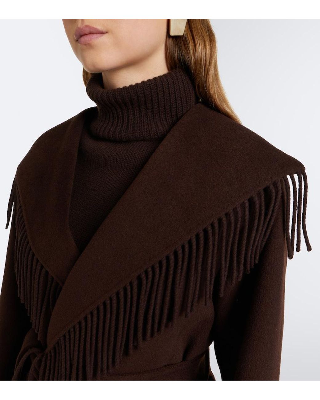 Jonathan Simkhai Brown Fringed Wool-Blend Jacket