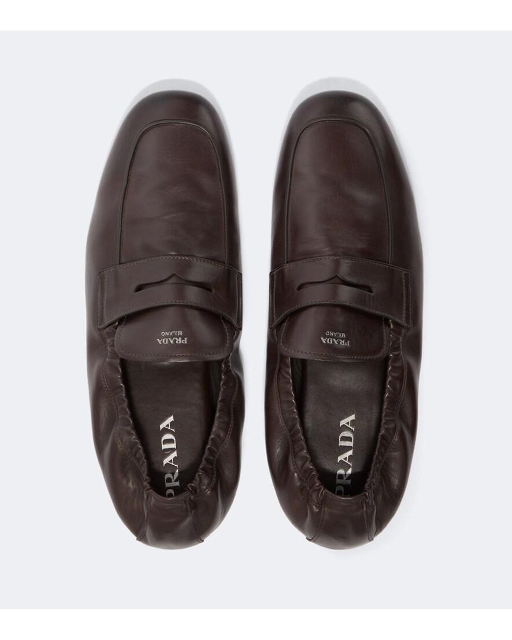 Prada Brown Leather Penny Loafers for men