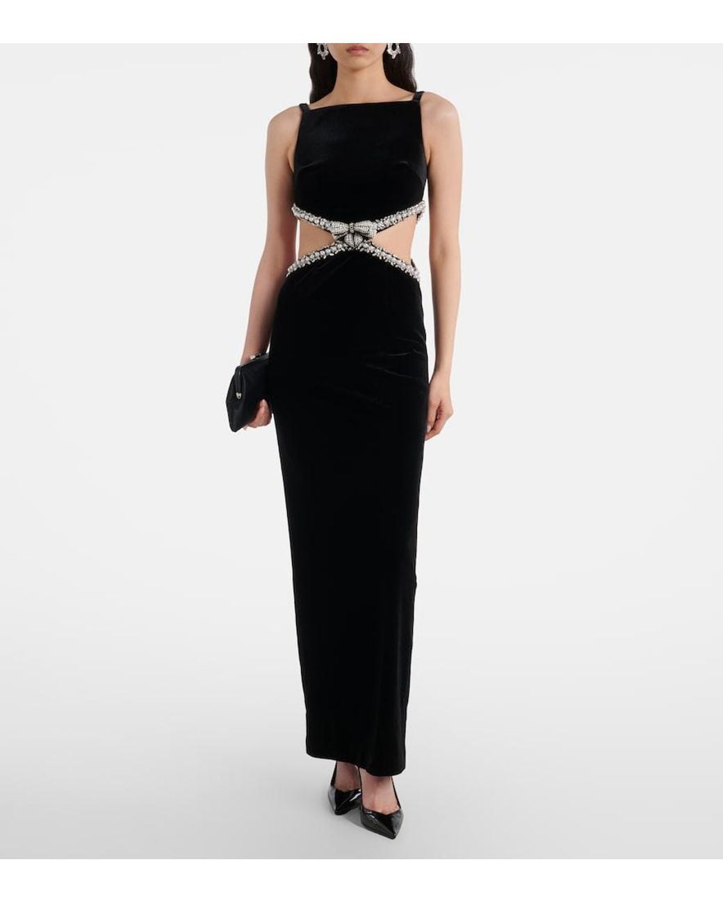 Self-Portrait Black Cutout Velvet Maxi Dress