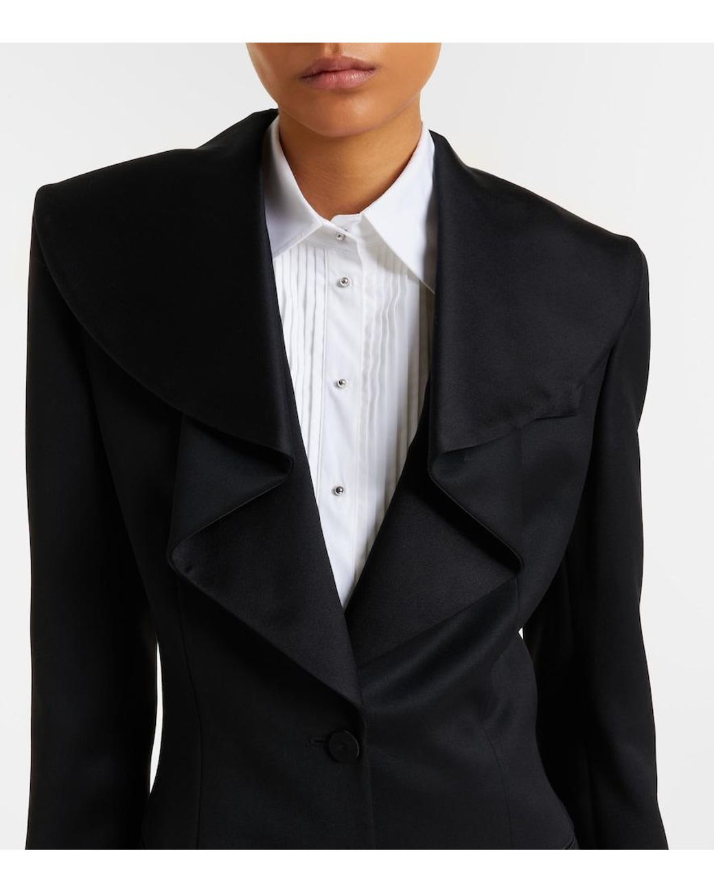 McQueen Black Satin-Trimmed Wool Barathea Blazer