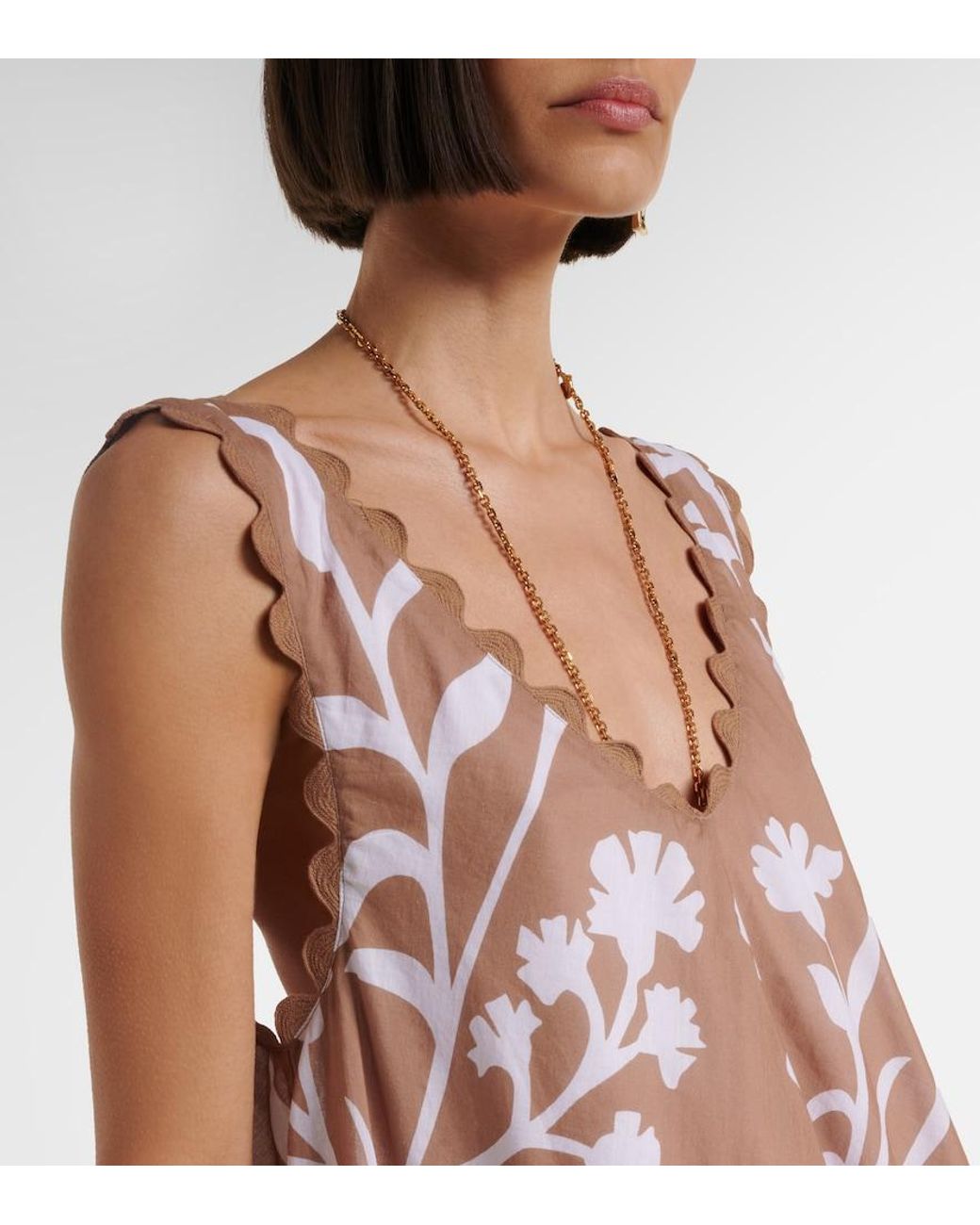 Juliet Dunn Pink Floral Scalloped Cotton Minidress
