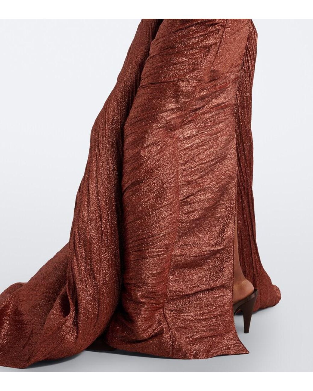 Marmar Halim Brown Pleated Gown