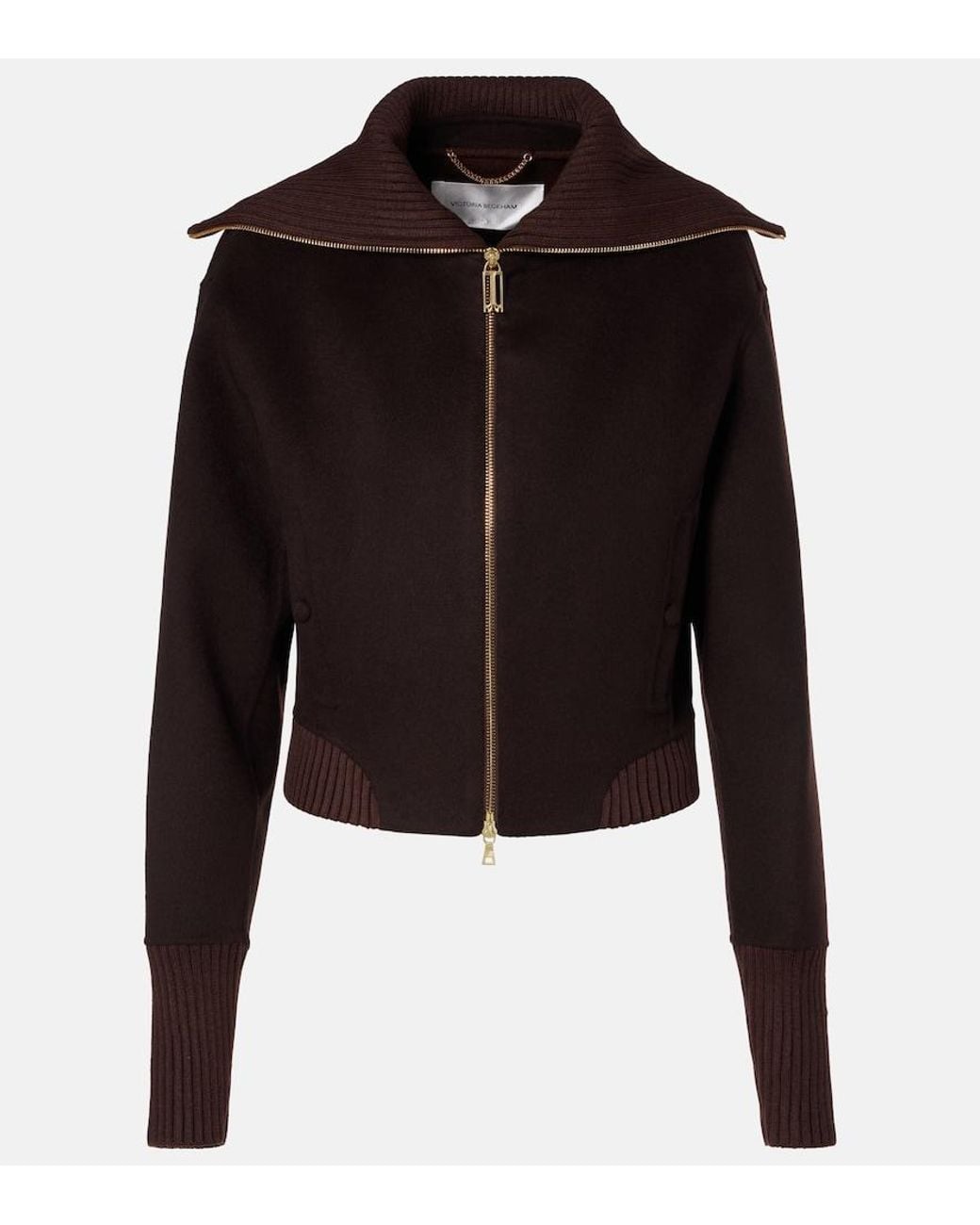 Victoria Beckham Black Wool And Cashmere Bomber Jacket