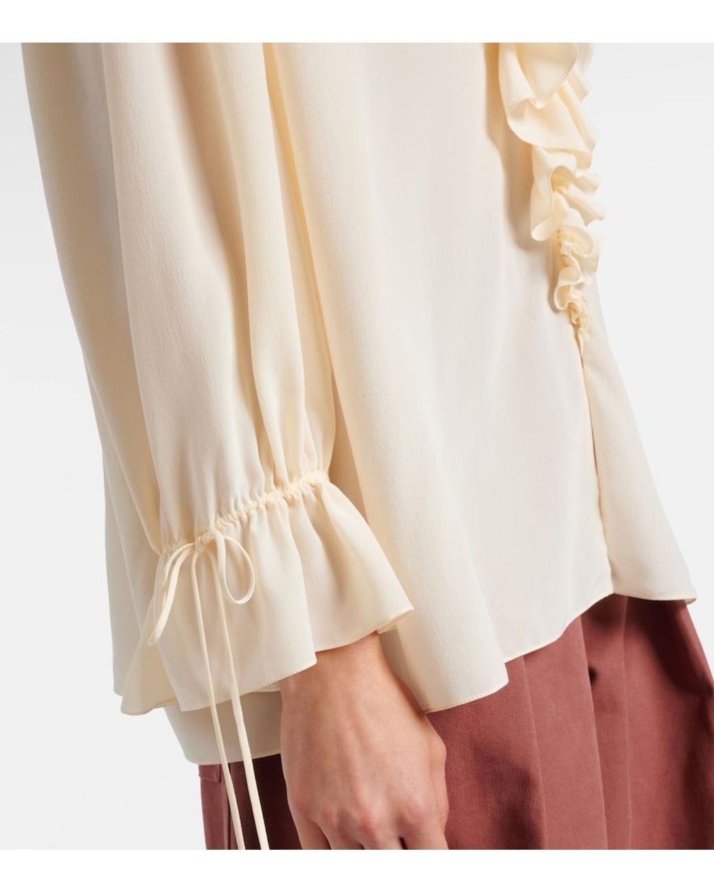 Chloé White Ruffled Silk Blouse