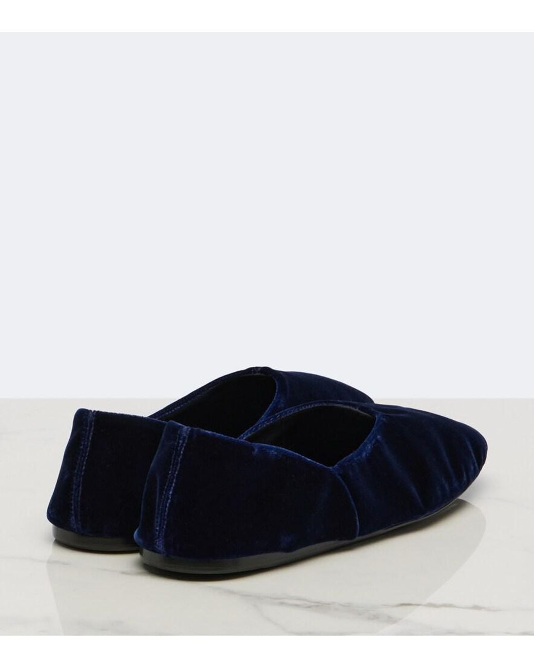 Khaite Blue Jane Velvet Ballet Flats