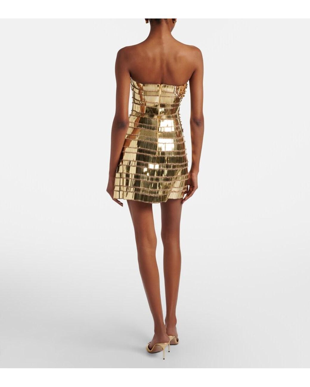 Rachel Gilbert Metallic Ariel Embellished Bustier Dress