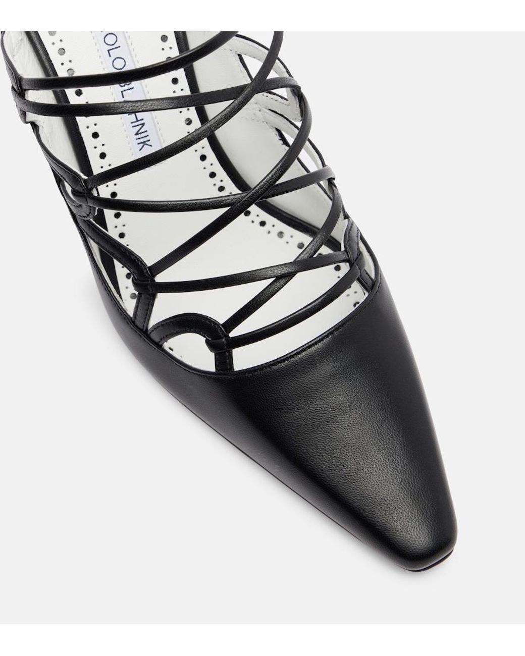 Manolo Blahnik Black Netas 90 Leather Mules