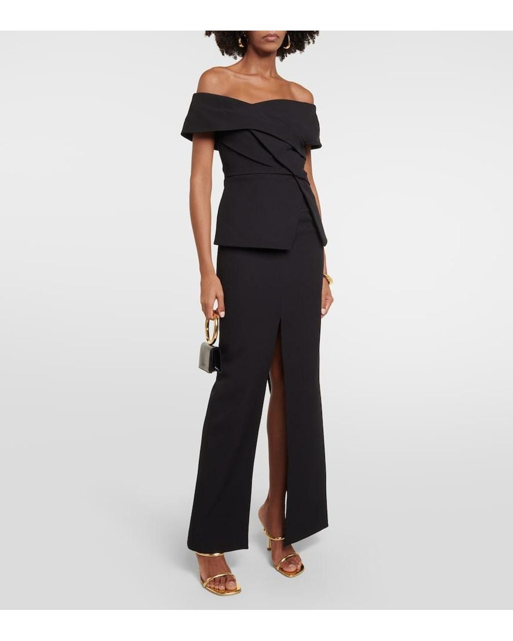 Safiyaa Blue Elowen High-Rise Crepe Maxi Skirt