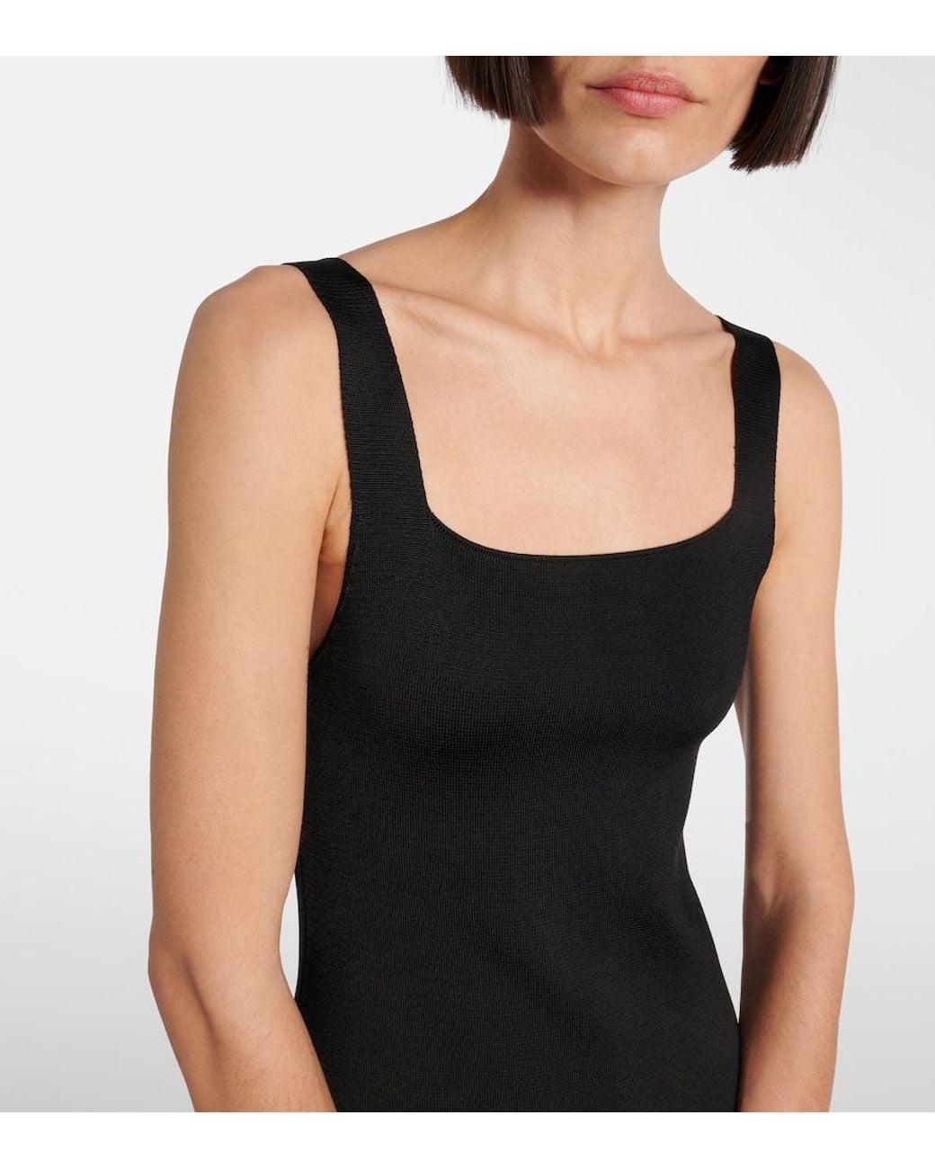 Khaite Black Dixi Knitted Midi Dress