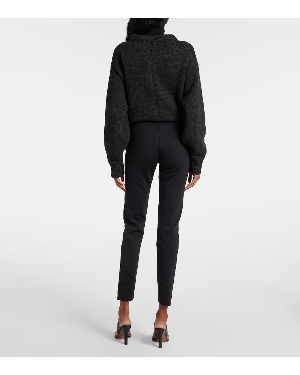 The Row Black Woolworth Stretch-jersey leggings
