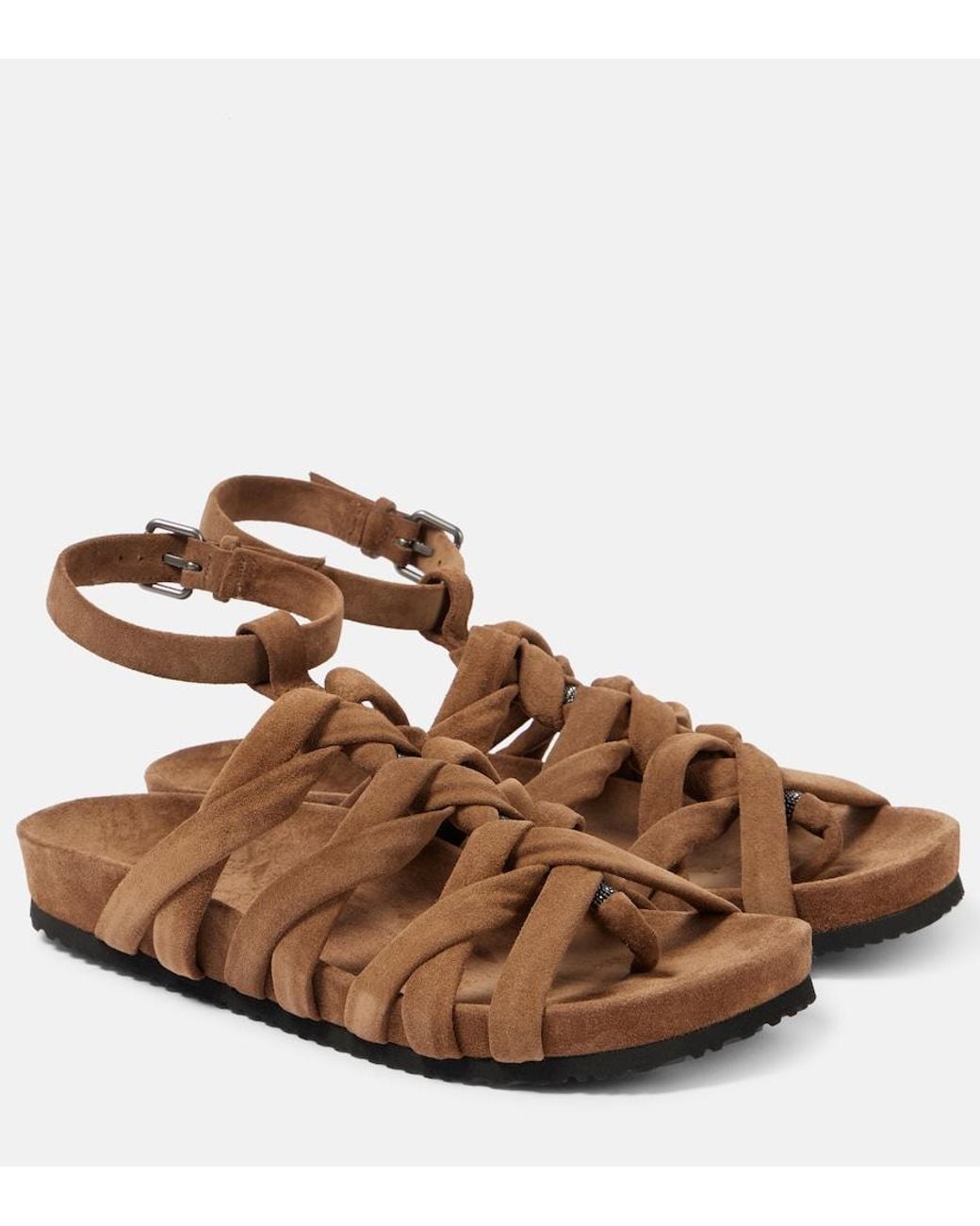Brunello Cucinelli Brown Suede Sandals