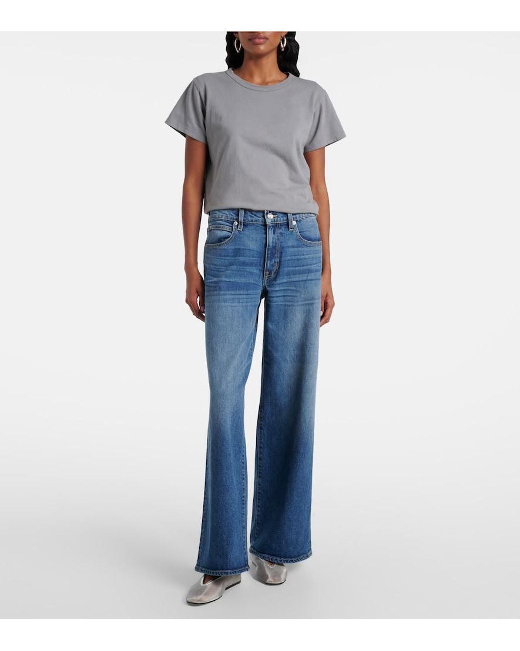 SLVRLAKE Denim Blue Selena Mid-Rise Wide-Leg Jeans