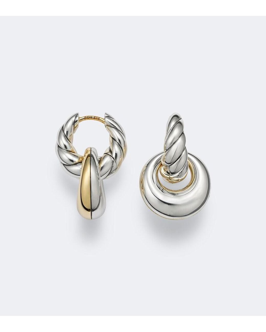 David Yurman Metallic Sculpted Cable Sterling And 14Kt Drop Earrings